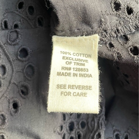 NWT Nicole Miller Top Black Cotton Eyelet Flutter Sleeve Blouse Size Small NEW - Picture 14 of 16
